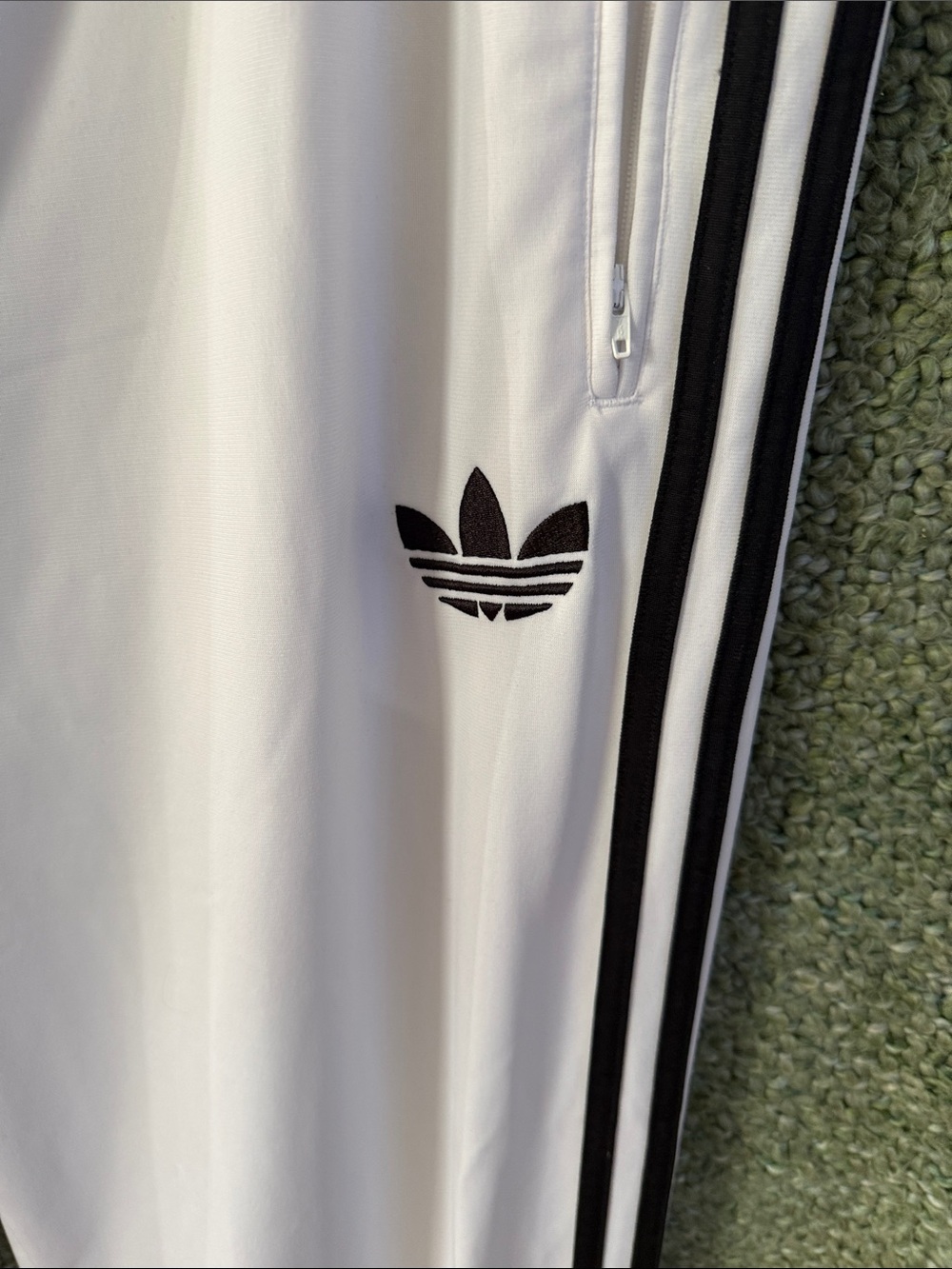 adidas White Track Pants with Black Side Stripes - Picture 2 of 4